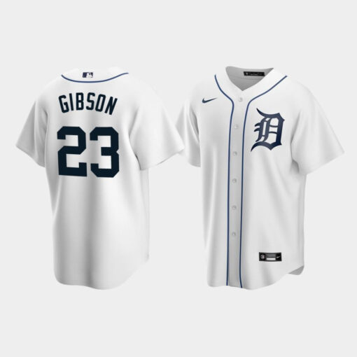 Men's Detroit Tigers 23 Kirk Gibson White Home Jersey Jersey