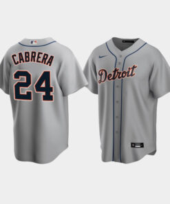 Men's Detroit Tigers 24 Miguel Cabrera Gray Road Jersey Jersey