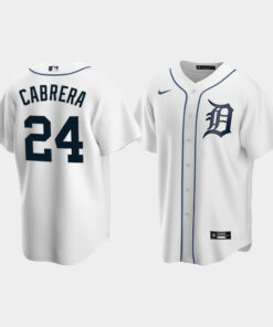 Men's Detroit Tigers 24 Miguel Cabrera White Home Jersey Jersey