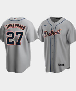 Men's Detroit Tigers 27 Jordan Zimmermann Gray Road Jersey Jersey