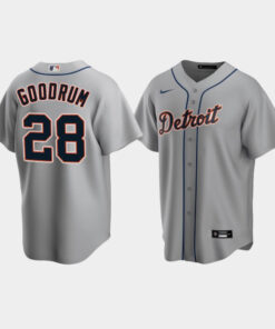 Men's Detroit Tigers 28 Niko Goodrum Gray Road Jersey Jersey