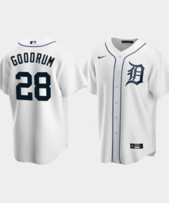 Men's Detroit Tigers 28 Niko Goodrum White Home Jersey Jersey