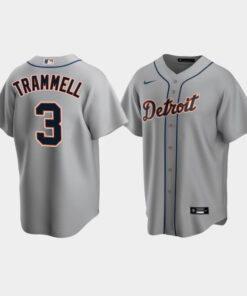 Men's Detroit Tigers 3 Alan Trammell Gray Road Jersey Jersey