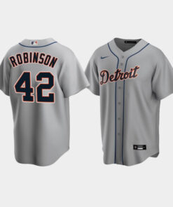 Men's Detroit Tigers 42 Jackie Robinson Gray Road Jersey Jersey