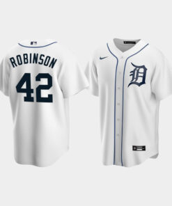 Men's Detroit Tigers 42 Jackie Robinson White Home Jersey Jersey