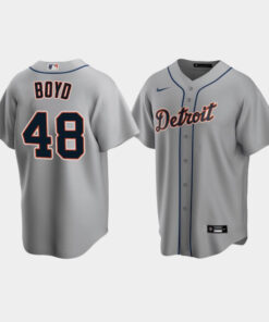 Men's Detroit Tigers 48 Matthew Boyd Gray Road Jersey Jersey