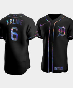 Men's Detroit Tigers Al Kaline 6 Black Golden Edition Holographic Jersey Jersey