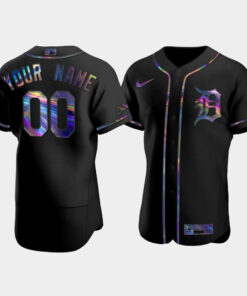 Men's Detroit Tigers Custom Black Golden Edition Holographic Jersey Jersey