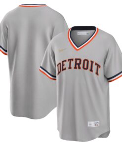 Men's Detroit Tigers Gray Road Cooperstown Collection Team Jersey