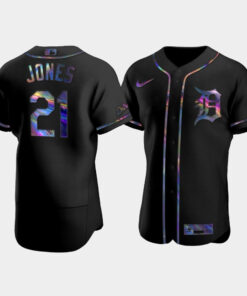 Men's Detroit Tigers JaCoby Jones 21 Black Golden Edition Holographic Jersey Jersey