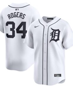 Men's Detroit Tigers Jake Rogers White Home Limited Player Jersey