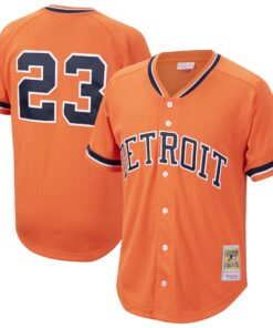 Men's Detroit Tigers Kirk Gibson Mitchell & Ness Orange Cooperstown Collection Mesh Batting Practice Button-Up Jersey