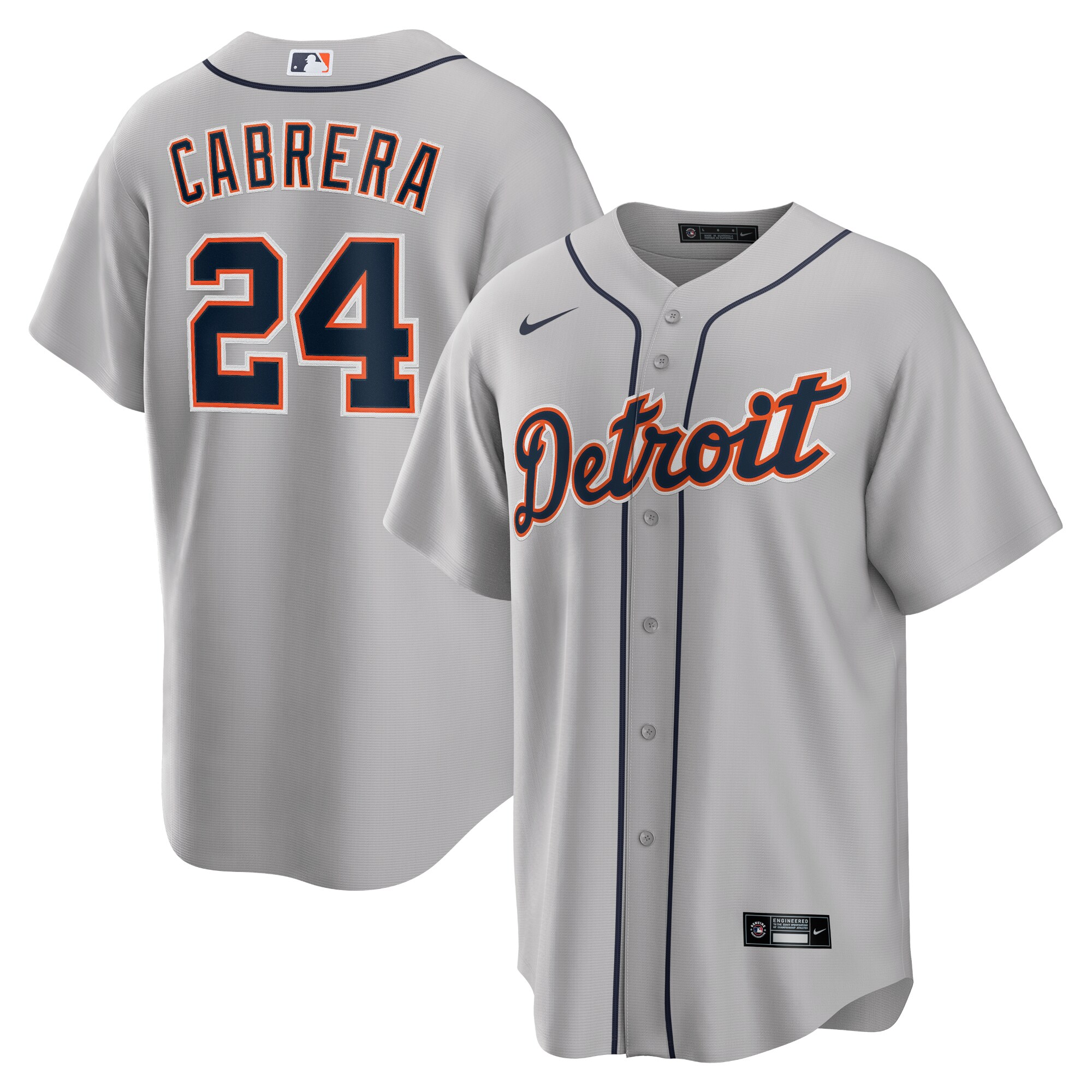 Men's Detroit Tigers Miguel Cabrera Gray Road Player Name Jersey