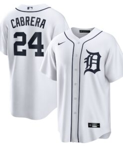 Men's Detroit Tigers Miguel Cabrera White Home Player Name Jersey