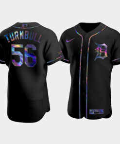 Men's Detroit Tigers Spencer Turnbull 56 Black Golden Edition Holographic Jersey Jersey