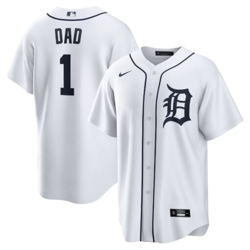 Men's Detroit Tigers White #1 Dad Home Jersey
