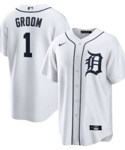 Men's Detroit Tigers White #1 Groom Home Jersey