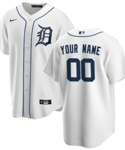 Men's Detroit Tigers White Home Custom Jersey