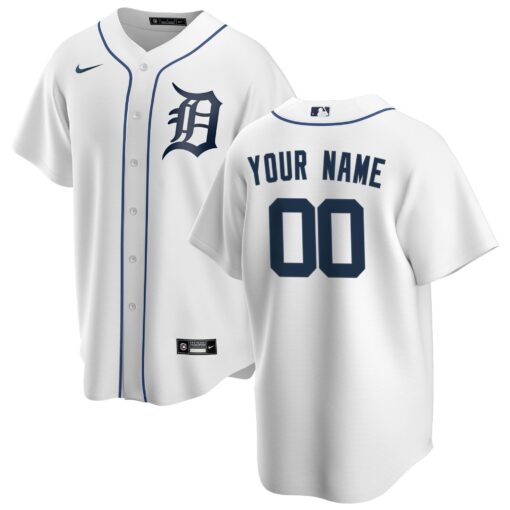 Men's Detroit Tigers White Home Custom Jersey