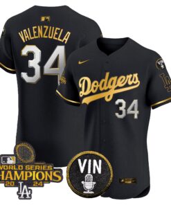 Men's Dodgers 2024 World Series Champions Gold Trim Vapor Elite Jersey