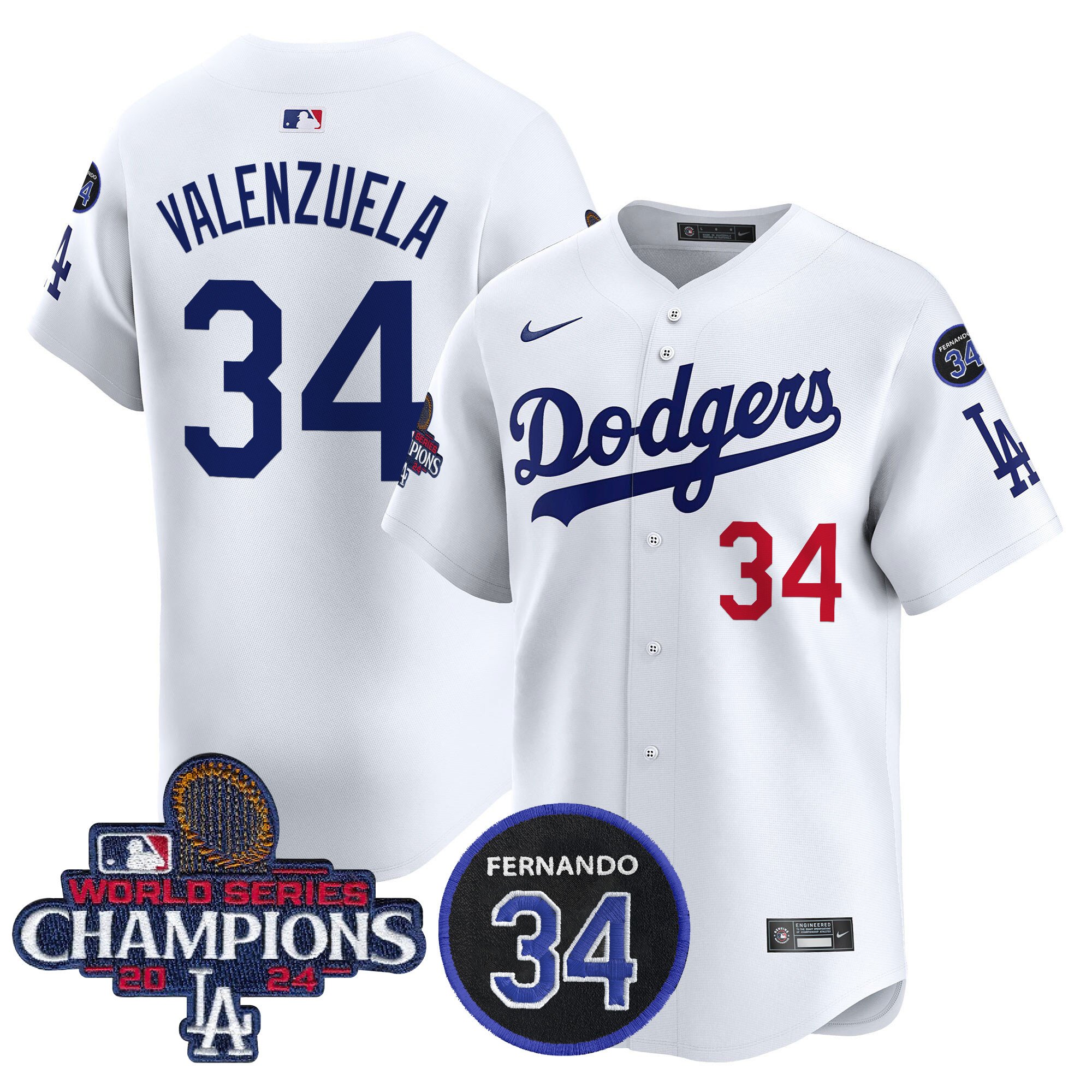 Men's Dodgers 2024 World Series Champions Patch Vapor Premier Limited Jersey V2