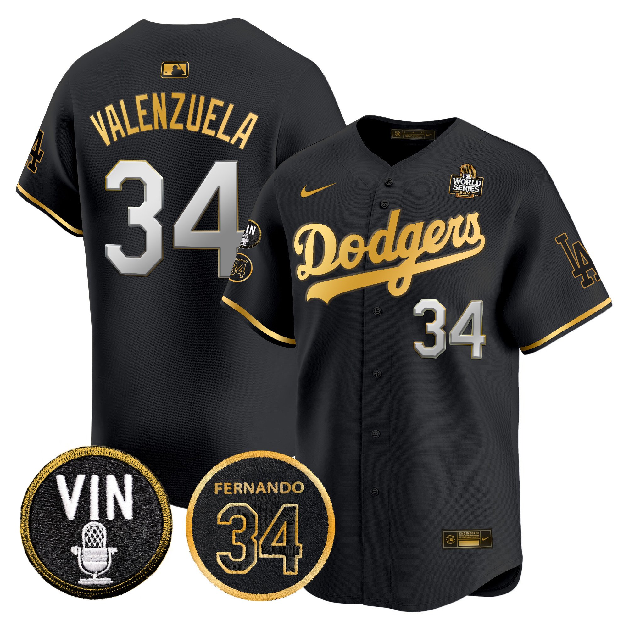 Men's Dodgers 2024 World Series Gold Trim Vapor Premier Limited Jersey V3