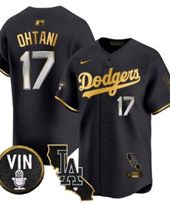 Men's Dodgers Vin & California Patch Gold Trim Vapor Premier Limited Jersey