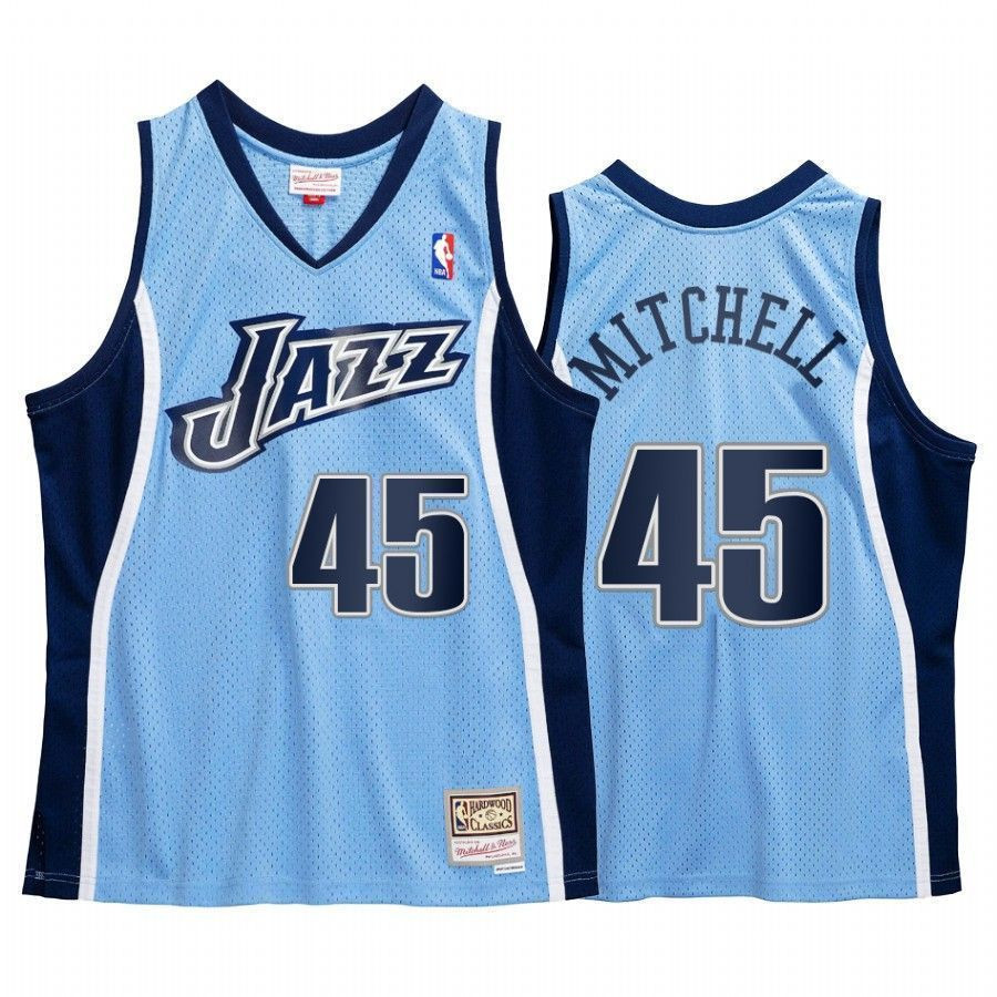 Men's Donovan Mitchell 45 Utah Jazz Blue Hardwood Classics Jersey - JS709