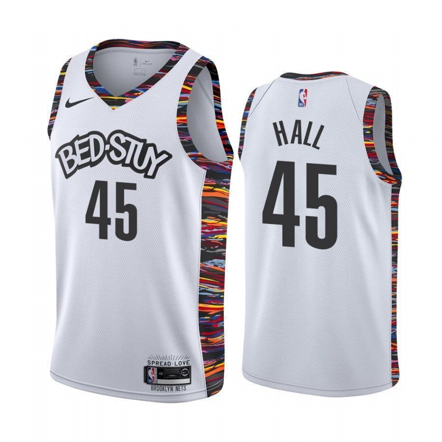 Men's Donta Hall Brooklyn Nets White City Biggie Jersey - JS957