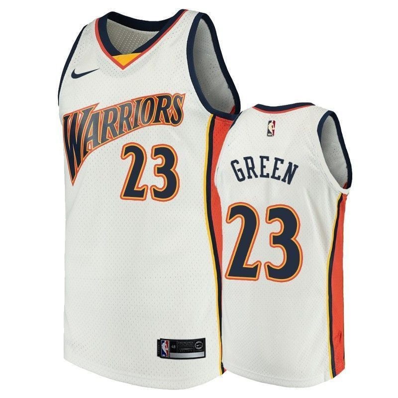 Men's Golden State Warriors 23 Draymond Green White Throwback Jersey - JS780