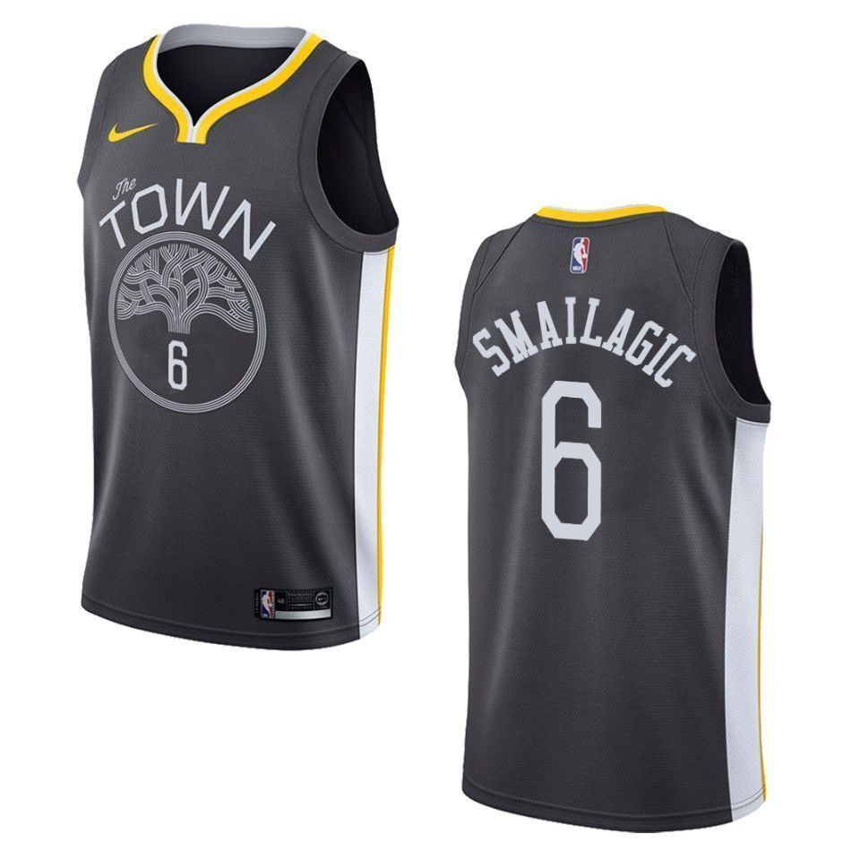 Men's Golden State Warriors 6 Alen Smailagic Statement Swingman Jersey - Black - JS776