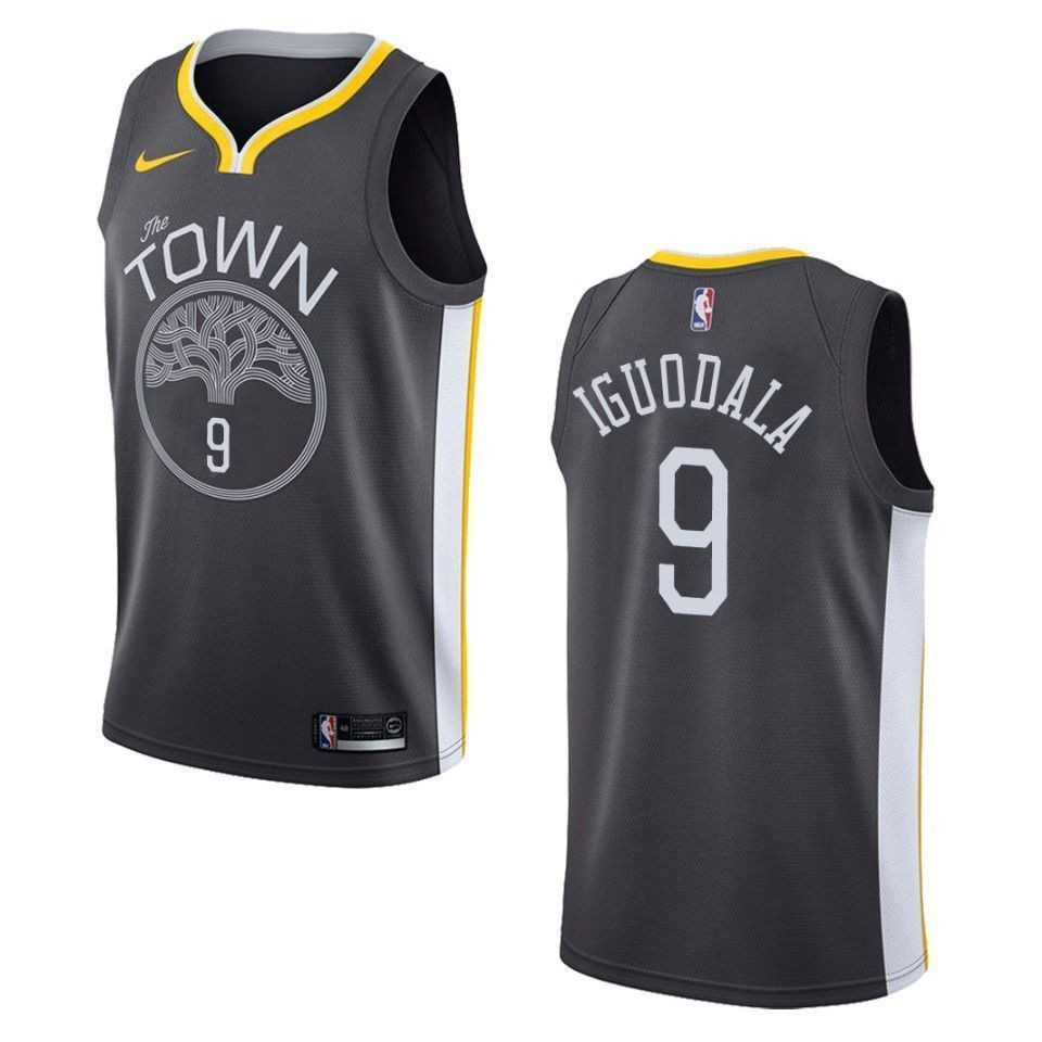 Men's Golden State Warriors 9 Andre Iguodala Statement Swingman Jersey - Black - JS550