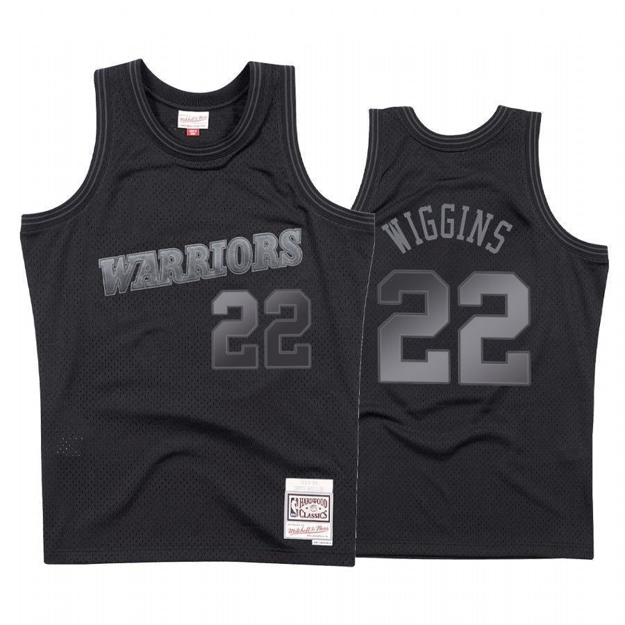 Men's Golden State Warriors Andrew Wiggins 22 Black Tonal Jersey - JS723