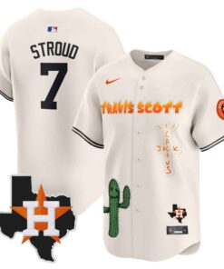 Men's Houston Astros Cactus Jack Patch Vapor Premier Limited Jersey V9 - Stitched - Jersey AZ