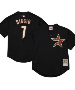 Men's Houston Astros Craig Biggio Mitchell & Ness Black Cooperstown Collection Mesh Batting Practice Jersey