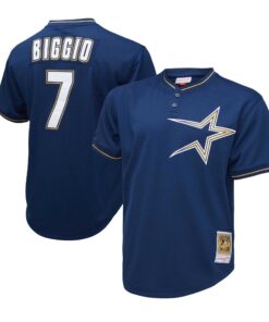 Men's Houston Astros Craig Biggio Mitchell & Ness Navy 1991 Cooperstown Collection Mesh Pullover Jersey