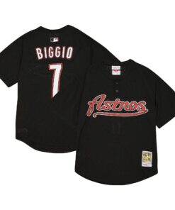 Men's Houston Astros Craig Biggio Profile Black Big & Tall Cooperstown Collection Mesh Batting Practice Jersey