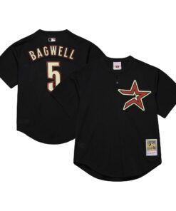 Men's Houston Astros Jeff Bagwell Mitchell & Ness Black Cooperstown Collection Mesh Batting Practice Jersey