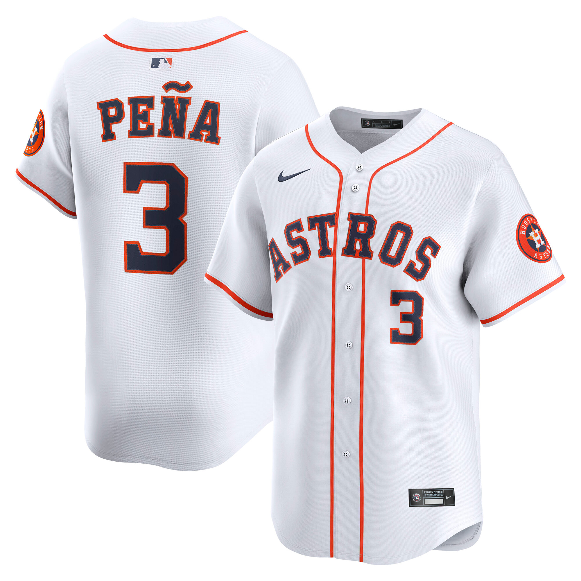 Men's Houston Astros Jeremy PeÃ±a White Home Limited Player Jersey