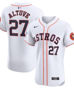Men's Houston Astros Jose Altuve White Home Elite Sponsor Patch Player Jersey