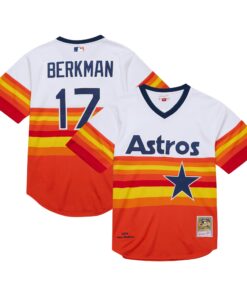 Men's Houston Astros Lance Berkman Mitchell & Ness White 2004 Cooperstown Collection Throwback Jersey
