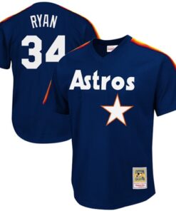 Men's Houston Astros Nolan Ryan Mitchell & Ness Navy 1988 Cooperstown Collection Mesh Batting Practice Jersey