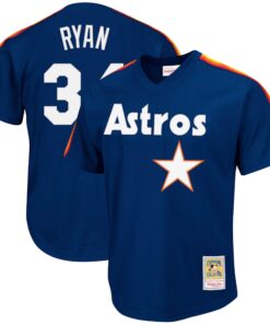 Men's Houston Astros Nolan Ryan Mitchell & Ness Navy Cooperstown Collection Big & Tall Mesh Batting Practice Jersey