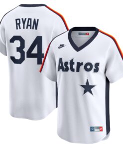 Men's Houston Astros Nolan Ryan White Throwback Cooperstown Collection Limited Jersey