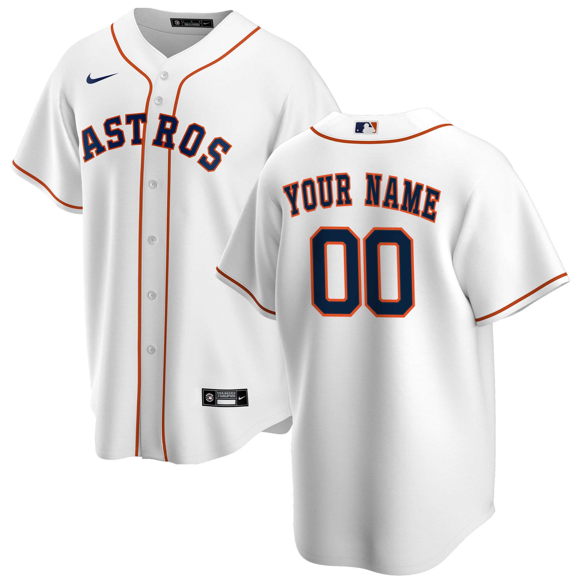 Men's Houston Astros White Home Custom Jersey
