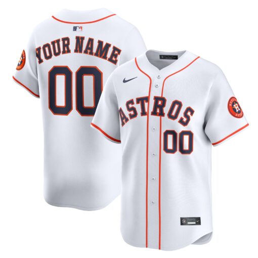 Men's Houston Astros White Home Limited Custom Jersey