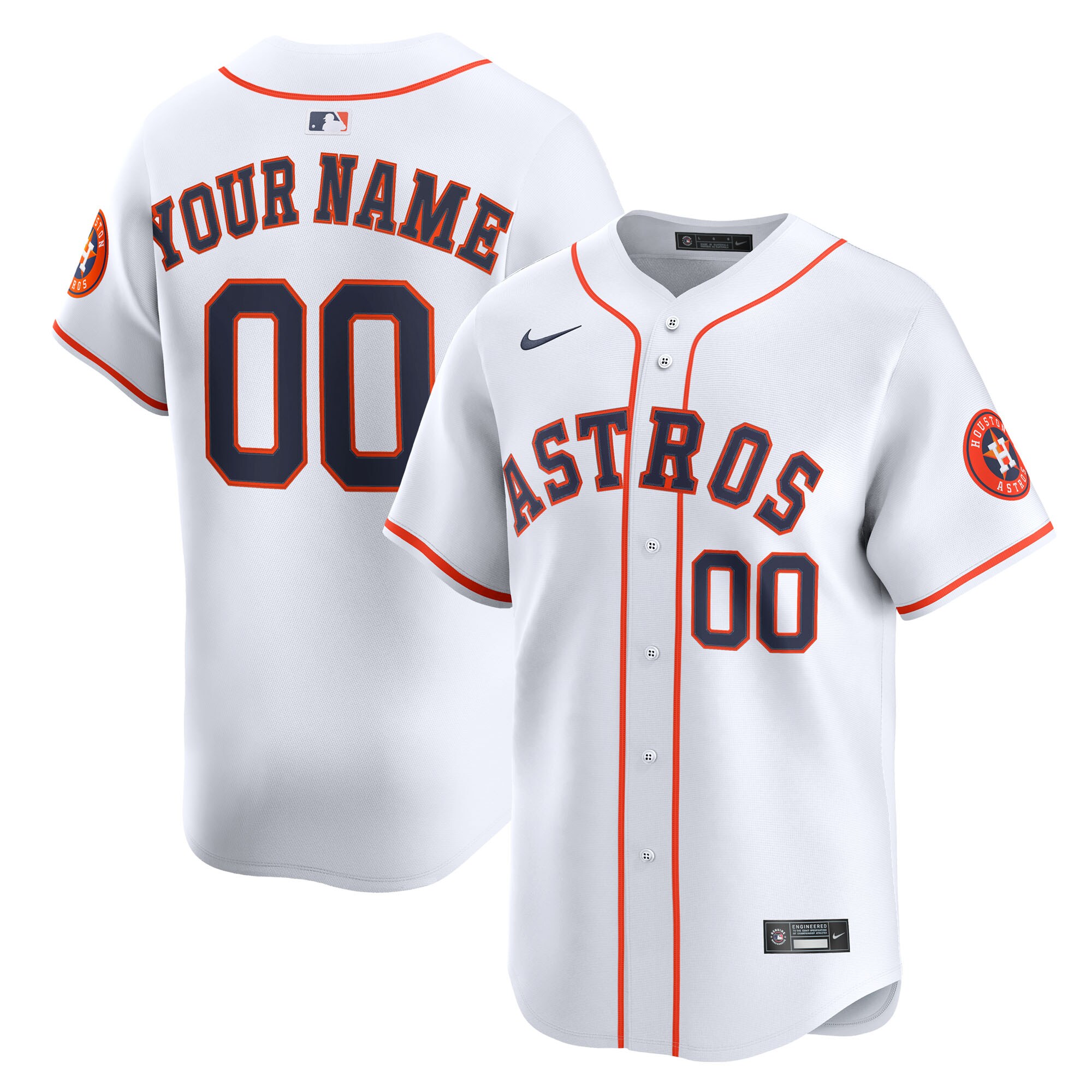 Men's Houston Astros White Home Limited Custom Jersey