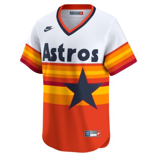 Men's Houston Astros White Throwback Cooperstown Collection Limited Jersey - Image 2