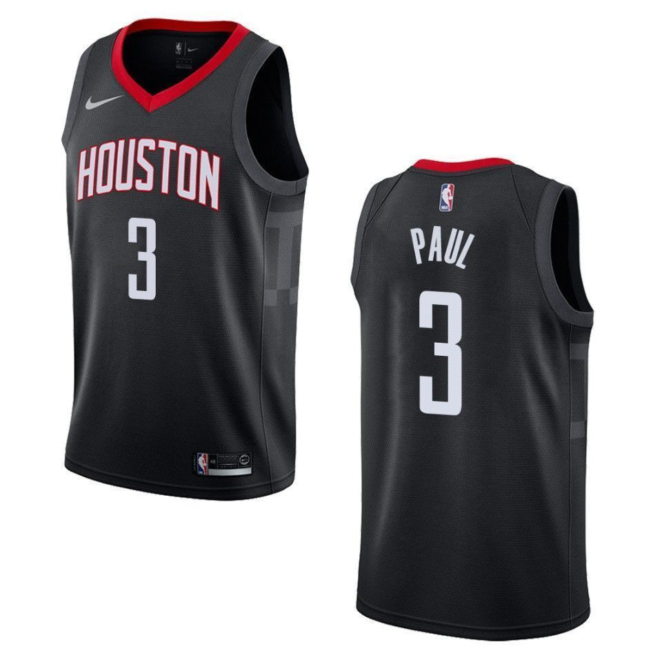 Men's Houston Rockets 3 Chris Paul Statement Swingman Jersey - Black - JS429