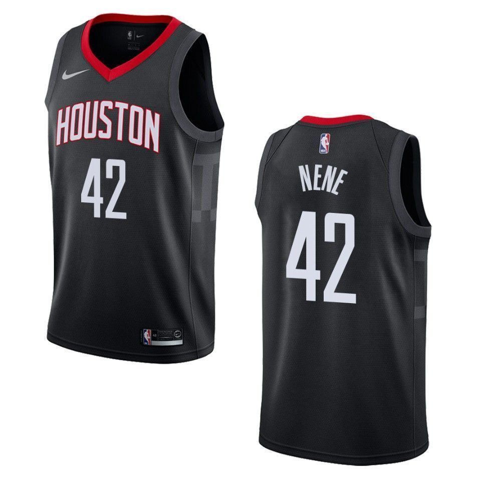 Men's Houston Rockets 42 Nene Statement Swingman Jersey - Black - JS770